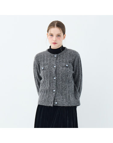 캐시미어 블렌드 트위드 애스터 가디건 (UFKKCA45JN-CHARCOAL)