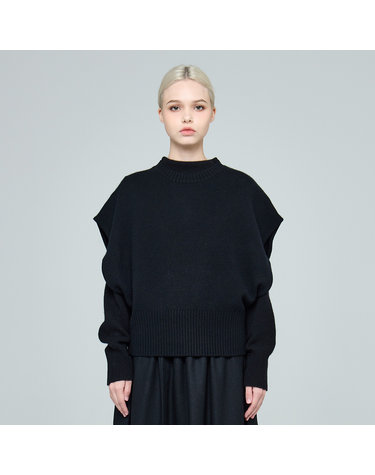 울 블렌드 루즈핏 오키드 베스트 (UFKKVE46GN-BLACK)
