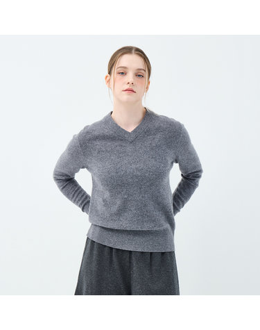 캐시미어 베이직 브이넥 가자니아 풀오버 (UFKKVN421C-M/GREY)