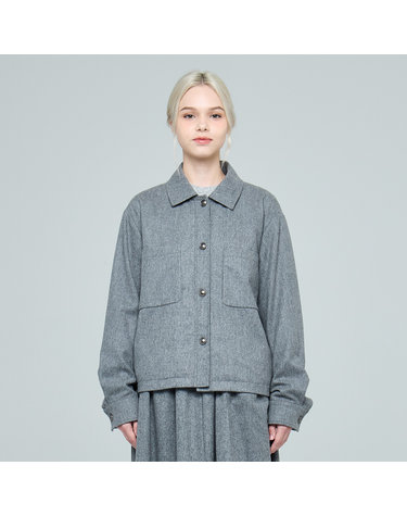 울 블렌드 셔츠 스타일 빈카 블루종 재킷 (UFKWJA46HN-GREY)