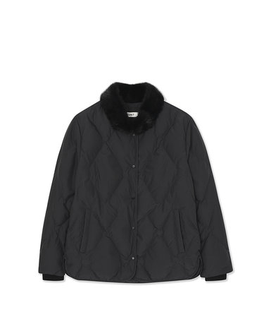 밍크퍼 칼라 루 다운 재킷 (UFKWJA4A3T-BLACK)