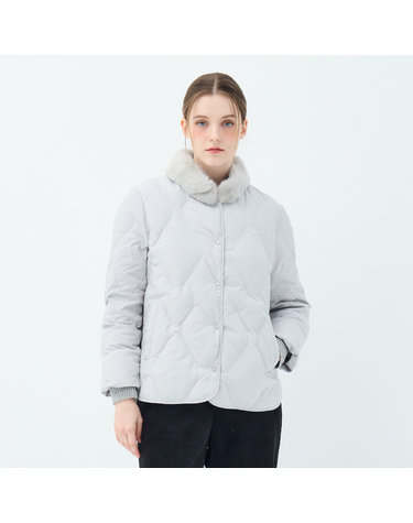 밍크퍼 칼라 루 다운 재킷 (UFKWJA4A3T-L/GREY)
