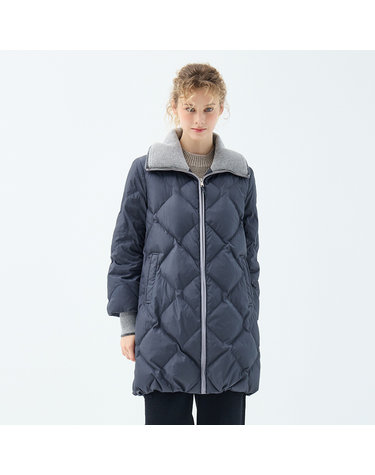 롱 길이 니트 칼라 야로우 다운 재킷 (UFKWJA4A6T-GREY)