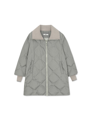 롱 길이 니트 칼라 야로우 다운 재킷 (UFKWJA4A6T-KHAKI)