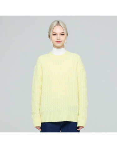 알파카 블렌드 크루넥 케이블 버터컵 풀오버 (UFKKCN418N-L/YELLOW)