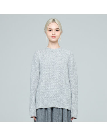 알파카 블렌드 크루넥 케이블 버터컵 풀오버 (UFKKCN418N-L/GREY)