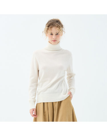 캐시미어 베이직 터틀넥 튜베로즈 풀오버 (UFKKTN440C-WHITE)