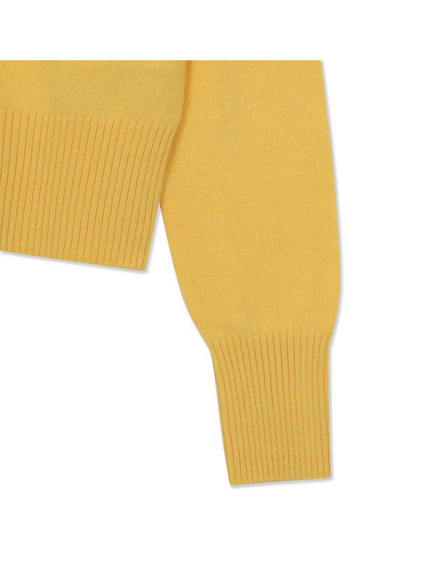 유닛 캐시미어 베이직 크루넥 헤더 가디건 (ZFKKCA00AC-YELLOW) 착용컷