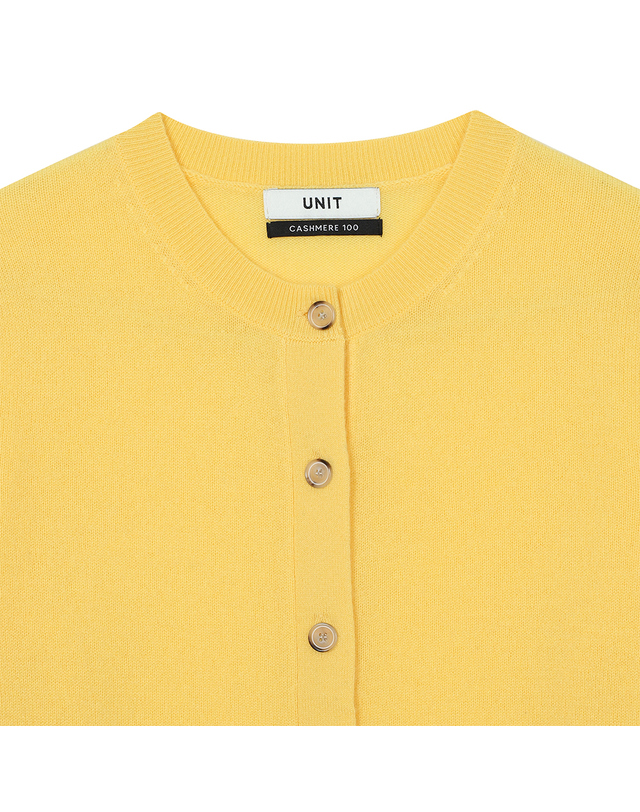 유닛 캐시미어 베이직 지니아 가디건 (UFKKCA350C-YELLOW) 착용컷