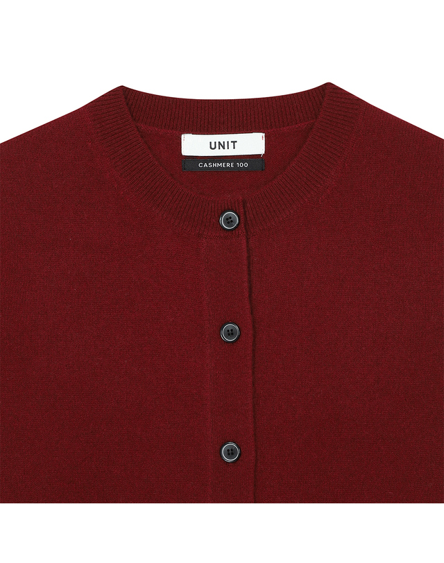 유닛 캐시미어 베이직 지니아 가디건 (UFKKCA350C-WINE) 착용컷