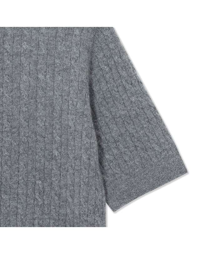 유닛 캐시미어 케이블 반팔 지니아 크루넥 풀오버 (UFKKCN310C-M/GREY) 착용컷