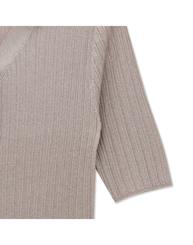 유닛 글리터 오픈 카라 페리윙클 폴로넥 풀오버 (UFKKPN320N-L/BEIGE) 착용컷