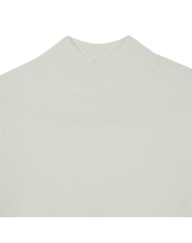 유닛 캐시미어 반팔 소매 란타나 모크넥 풀오버 (UFKKMN330C-WHITE) 착용컷