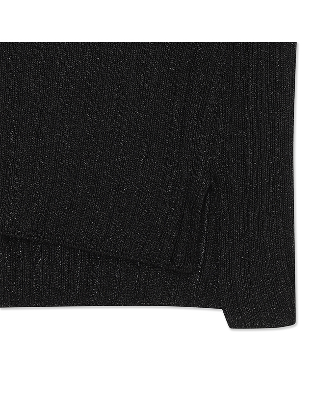 유닛 글리터 베이직 반팔 스카비오사 모크넥 풀오버 (UFKKMN331N-BLACK) 착용컷
