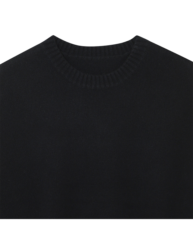 유닛 울 블렌드 루즈핏 오키드 베스트 (UFKKVE46GN-BLACK) 착용컷