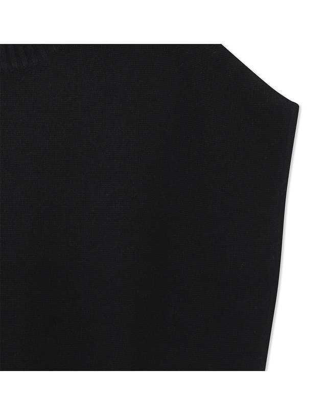 유닛 울 블렌드 루즈핏 오키드 베스트 (UFKKVE46GN-BLACK) 착용컷