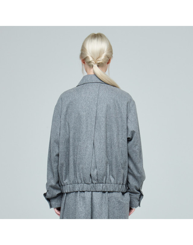 유닛 울 블렌드 셔츠 스타일 빈카 블루종 재킷 (UFKWJA46HN-GREY) 착용컷