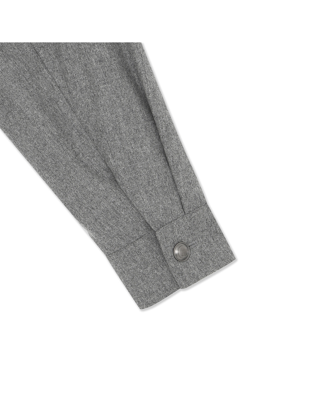 유닛 울 블렌드 셔츠 스타일 빈카 블루종 재킷 (UFKWJA46HN-GREY) 착용컷