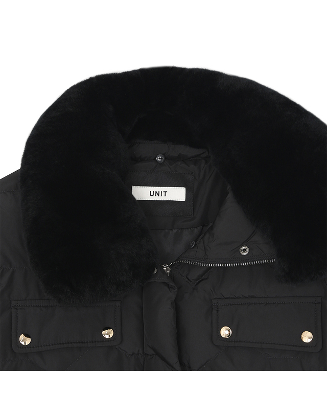 유닛 렉스퍼 칼라 치커리 다운 재킷 (UFKWJA4A4T-BLACK) 착용컷