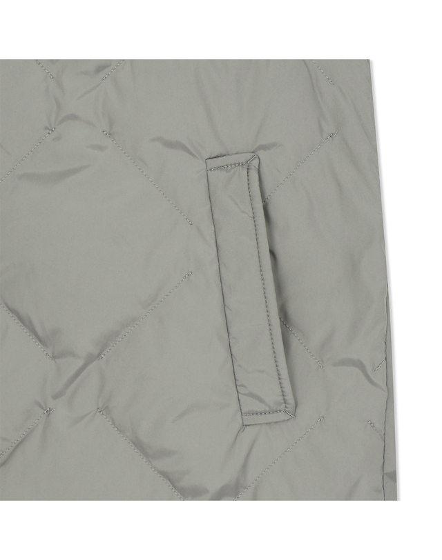 유닛 롱 길이 니트 칼라 야로우 다운 재킷 (UFKWJA4A6T-KHAKI) 착용컷