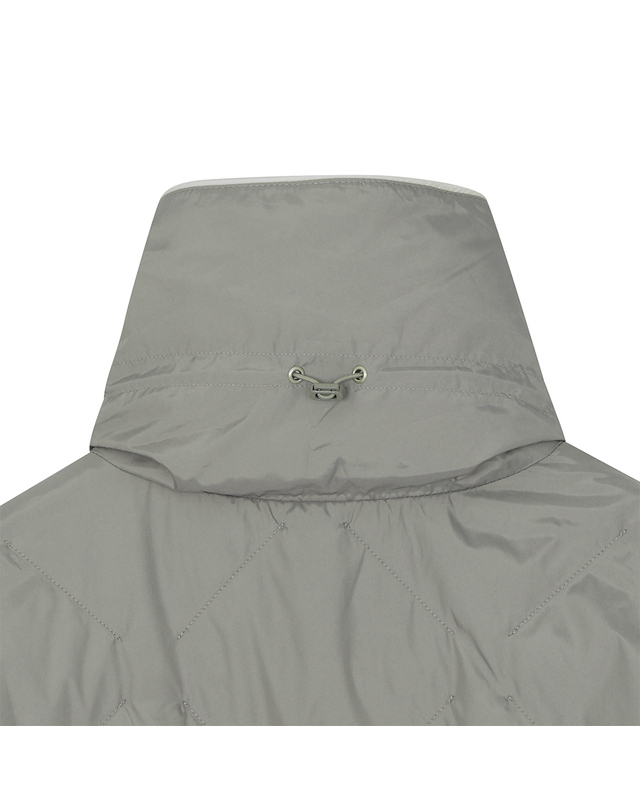 유닛 롱 길이 니트 칼라 야로우 다운 재킷 (UFKWJA4A6T-KHAKI) 착용컷