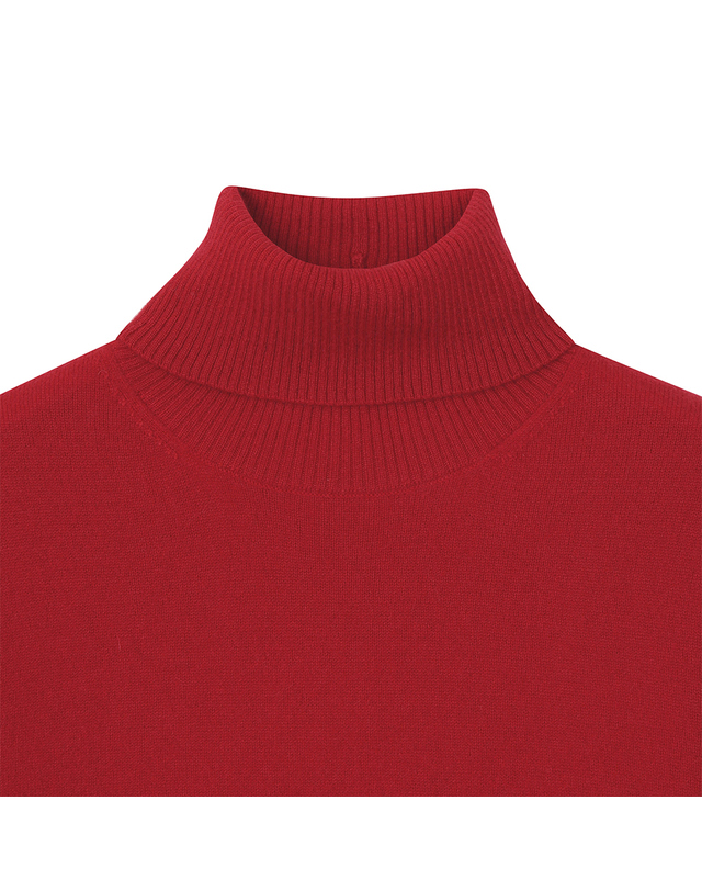 유닛 캐시미어 베이직 터틀넥 튜베로즈 풀오버 (UFKKTN440C-RED) 착용컷