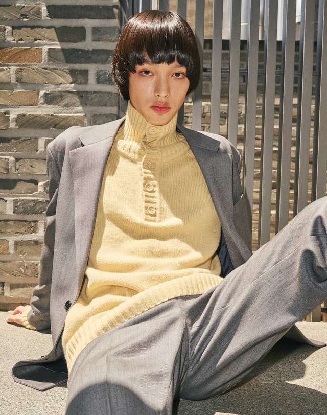 하우스 HAUS 울블렌드 자켓 그레이 (세미오버핏)_CSJUC21HSG 착용컷