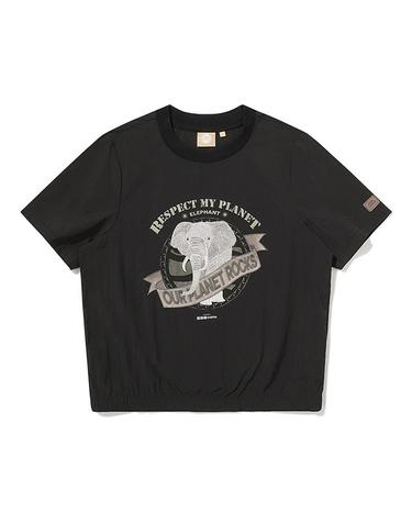 W 그래픽 우븐 라운드 티셔츠_Black