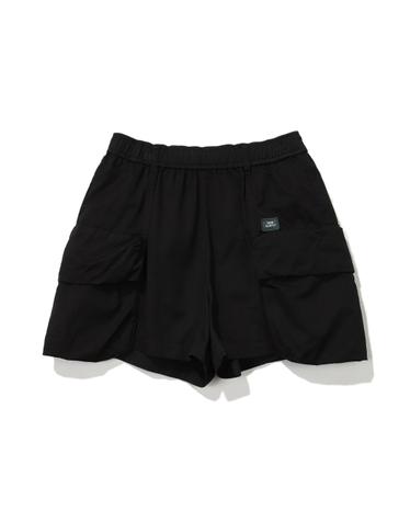 W 스커트 포켓 하프 팬츠_Black