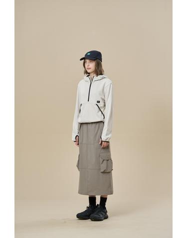 W 립스탑 카고 롱스커트_Grey