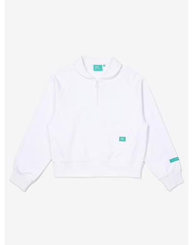 W 크롭 하프집업 맨투맨_white