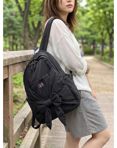 러프 리본 백팩_Black