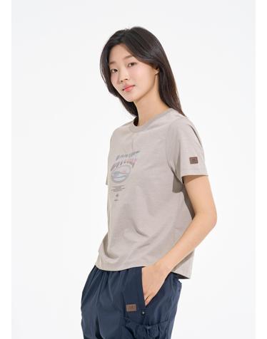 여성 오션 폴리콧 티셔츠 라이트 애쉬그레이