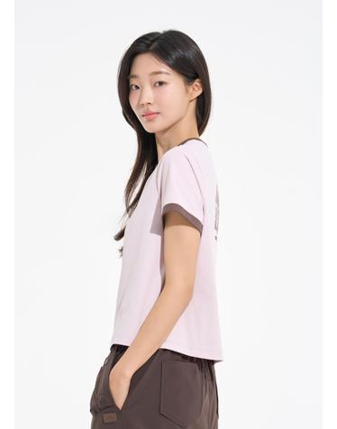 여성 링거 네이쳐 티셔츠 핑크