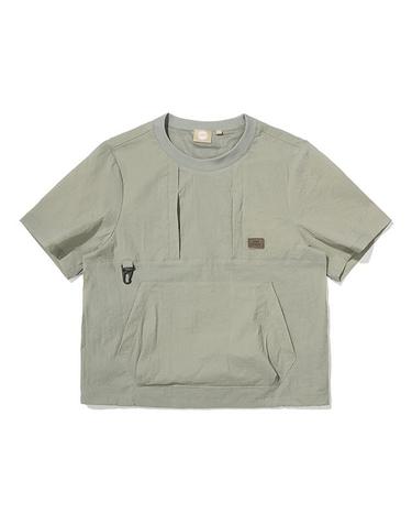 W 유틸리티 우븐 라운드 티셔츠_Olive