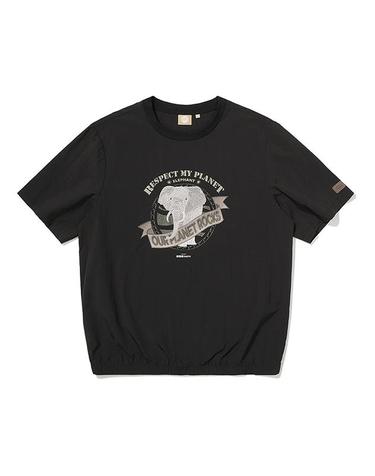그래픽 우븐 라운드 티셔츠_Black