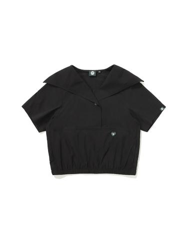 W 세일러 카라 반팔 아노락_Black