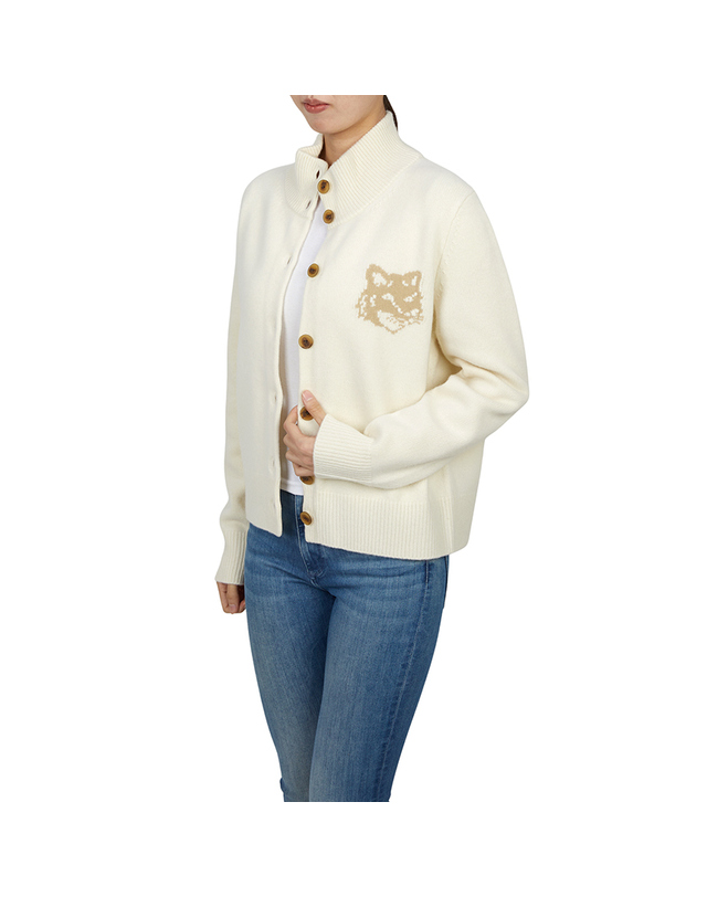 메종 키츠네 26FW 메종키츠네 [EXCLUSIVE] 폭스헤드 하이넥 여성 가디건 NW00509KM0329 0395 착용컷