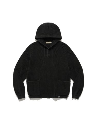 WEST 피그먼트 후드 니트 (BLACK)