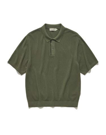니트 집업 카라 반팔 (D GREEN)