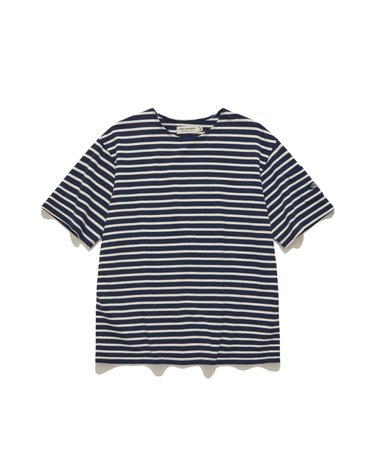 피그먼트 스트라이프 반팔티셔츠 (NAVY)