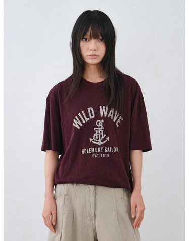 웨이브 앵커 반팔티 (BURGUNDY)