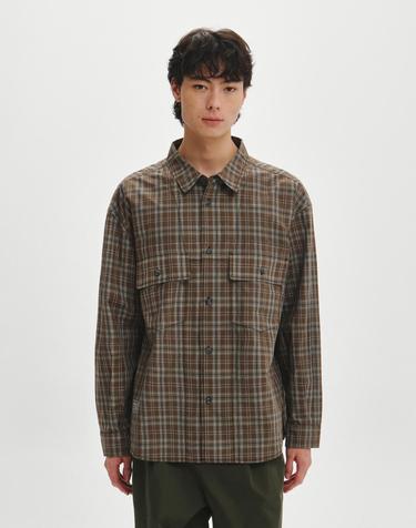 밀로 더블 포켓 체크 셔츠 (TAN)