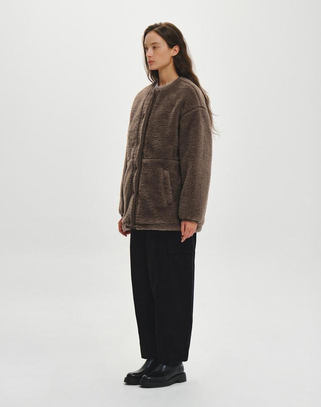 힐리먼트 여성 라운드 퍼 자켓 (BROWN) 착용컷