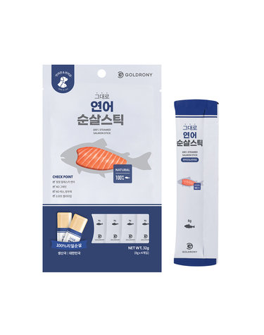 골드로니 그대로 순살스틱 연어 4개입 강아지 고양이 간식
