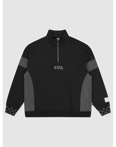 [FIFA 1904] 체커보드 하프 집 맨투맨 블랙(FF31MZ53U_160)