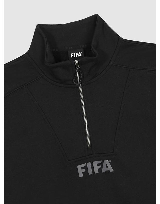 피파1904 [FIFA 1904] 체커보드 하프 집 맨투맨 블랙(FF31MZ53U_160) 착용컷