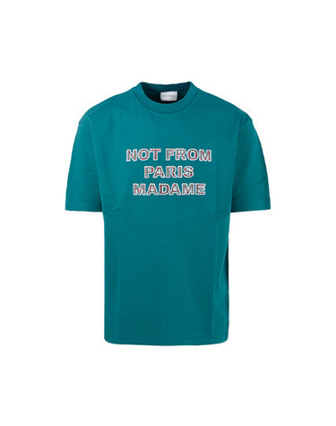 드롤드무슈 슬로건 반팔 티셔츠 화이트/그린 TS137 CO002