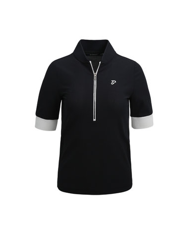 [IJP DESIGN] 이안폴터디자인 여성 와플 반집업 반팔티셔츠 - IPL3MTS866 BK