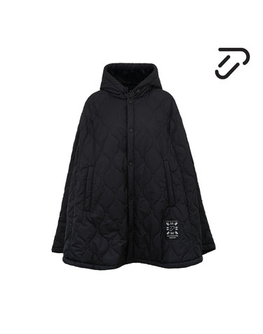 [IJP DESIGN] 이안폴터디자인 여성 물결 후드 패딩 판쵸 점퍼 - IPL4WJP211 BK